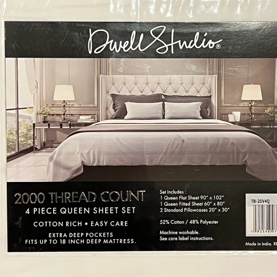 Sábana bajera Dwell Studios Queen 2000 hilos Foto 2 de 2