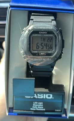Casio Illuminator Digital Quartz Watch Alarm/Stopwatch Backlight Black Resin Box
