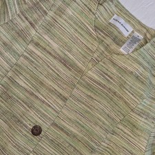 Alfred Dunner Women's Blazer Green Striped Collarless Button Front Size 14