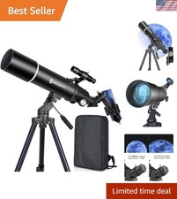 Refractor Telescope for Adults Kids Astronomy Travel 80mm Aperture Portable