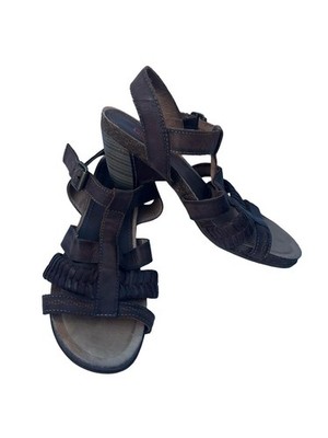Pikolinos Brown Leather Strappy Sandals Womens EU 38 US 7.5 Comfort Block Heel
