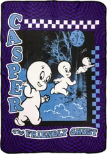 Casper the Friendly Ghost Checkerprint 45" X 60" Fleece Throw, Soft and Cozy Bla
