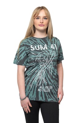 Sum 41 T Shirt Reaper Band Logo Nue offiziell Unisex Grün Dye Wash