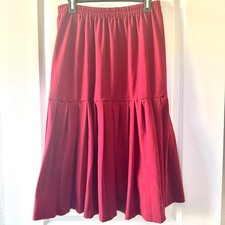 Vintage 80's Red Pleated Midi Skirt Sz 18W Made in USA Red Classic Heritage
