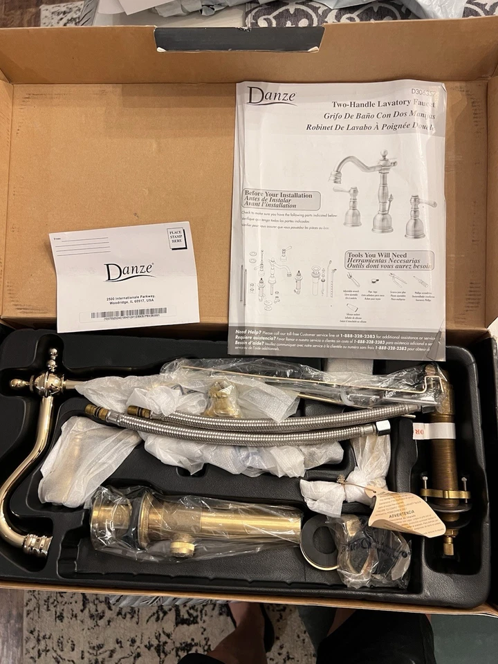 Danze Opulence Collection Bathroom Faucet D306357PBV – Polished Brass 3-Hole Set - Image 4 of 4