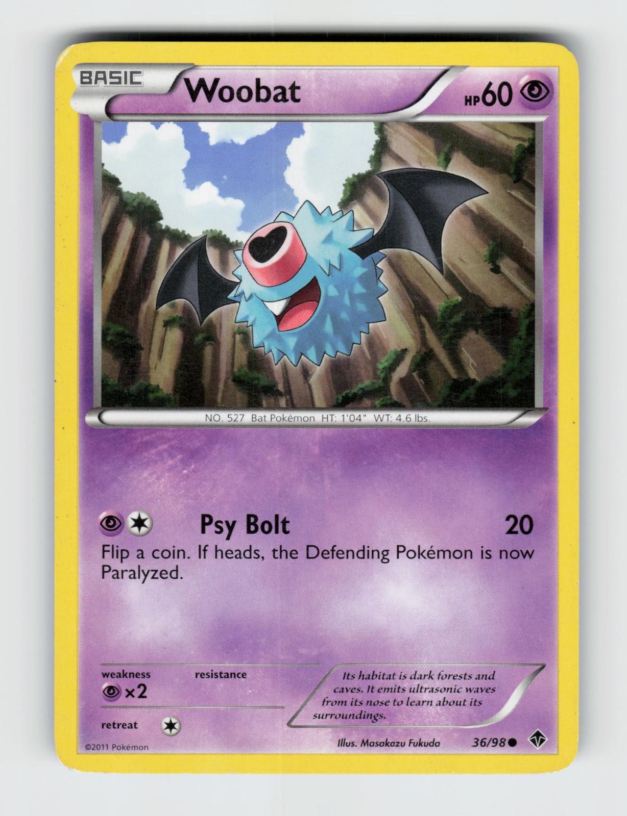 Woobat 36/98 Common Emerging Powers Pokemon 2011 Moderately Played