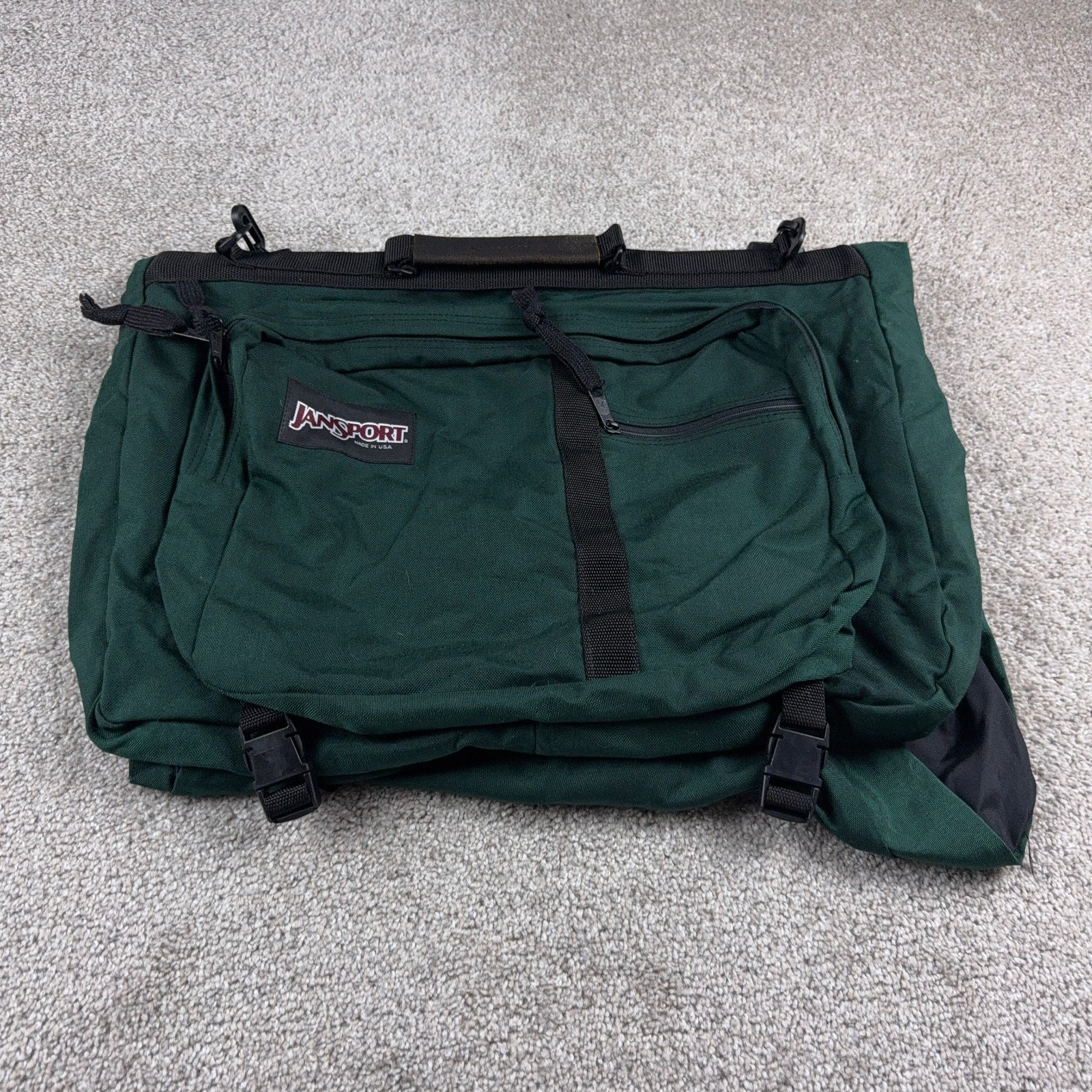 VINTAGE Jansport Bag Green Shoulder Strap USA Made Messenger