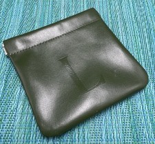 Green Vinyl Faux Leather Pinch Side Coin Purse Change Pouch Flat 4    L  