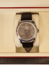 Tudor Glamour Double Date Watch, Black Leather Strap with a Stainless Steel Case
