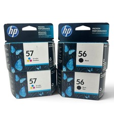 4 PKs Genuine HP 56 Black 57 Tri-Color Ink Cartridges OfficeJet FACTORY SEALED