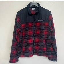 Columbia Bugaboo Men’s Buffalo Camo Plaid Red Black  Zip up Jacket Size Medium