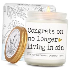 Unique Wedding Candle Gift for Newlyweds, No Longer Living in Sin Candle,