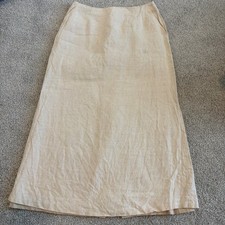 Vintage Talbots Irish Linen Midi Skirt Womens 10 Beige Coastal Boho Lagenlook