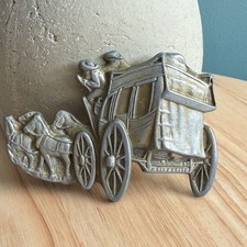 Vintage Stagecoach Belt Buckle Western Style Metal Horse Carriage