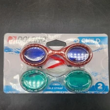 Dolfino Child 2 Pack Swim Goggles Red/Green Swimming Pool Kids 