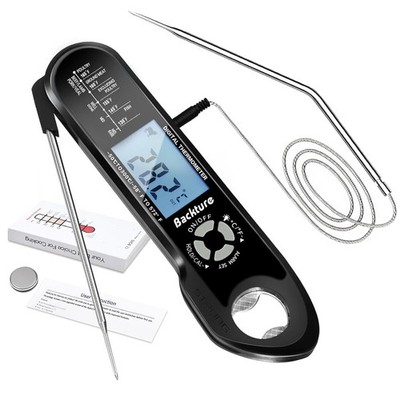 Wire Digital Meat Thermometer, Instant Read, Long Wire Range, Alarm, Backlit, Hi