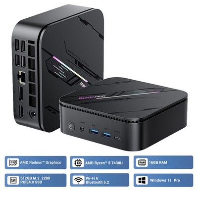Blackview MP100 Pro MINI Computer Ryzen 5 7430U 16GB 512GB SSD Win 11PRO Mini PC
