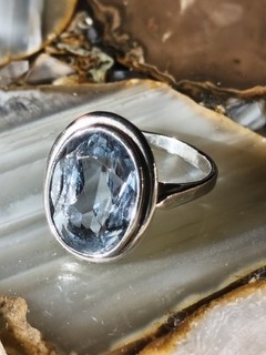 Bague Art Déco Argent Massif & Aigue Marine Taille 56 4 4 g Bijoux Vintage