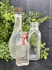 Set 3 bottiglie medicinali vetro trasparente vintage da collezione 1900 decorazione esposizione