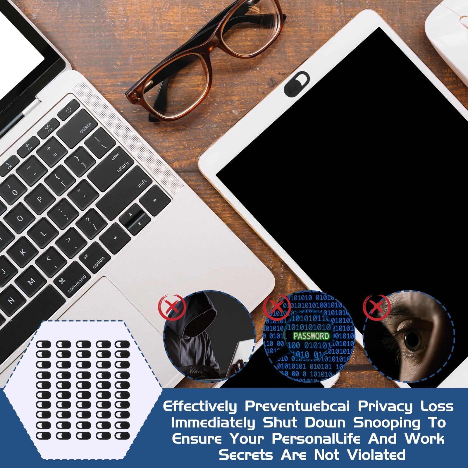 50 Pcs Webcam Cover Slide, 0.023 Inch Ultra-Thin Universal Laptop Black