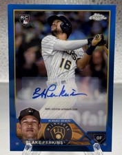 2023 Topps Chrome Update Blake Perkins Blue Refractor Rookie Auto /150 RC