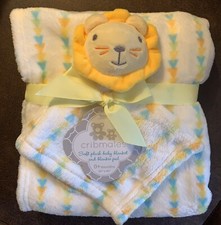 Cribmates Blanket Security Large Set Combo 2 LION White Yellow Gold