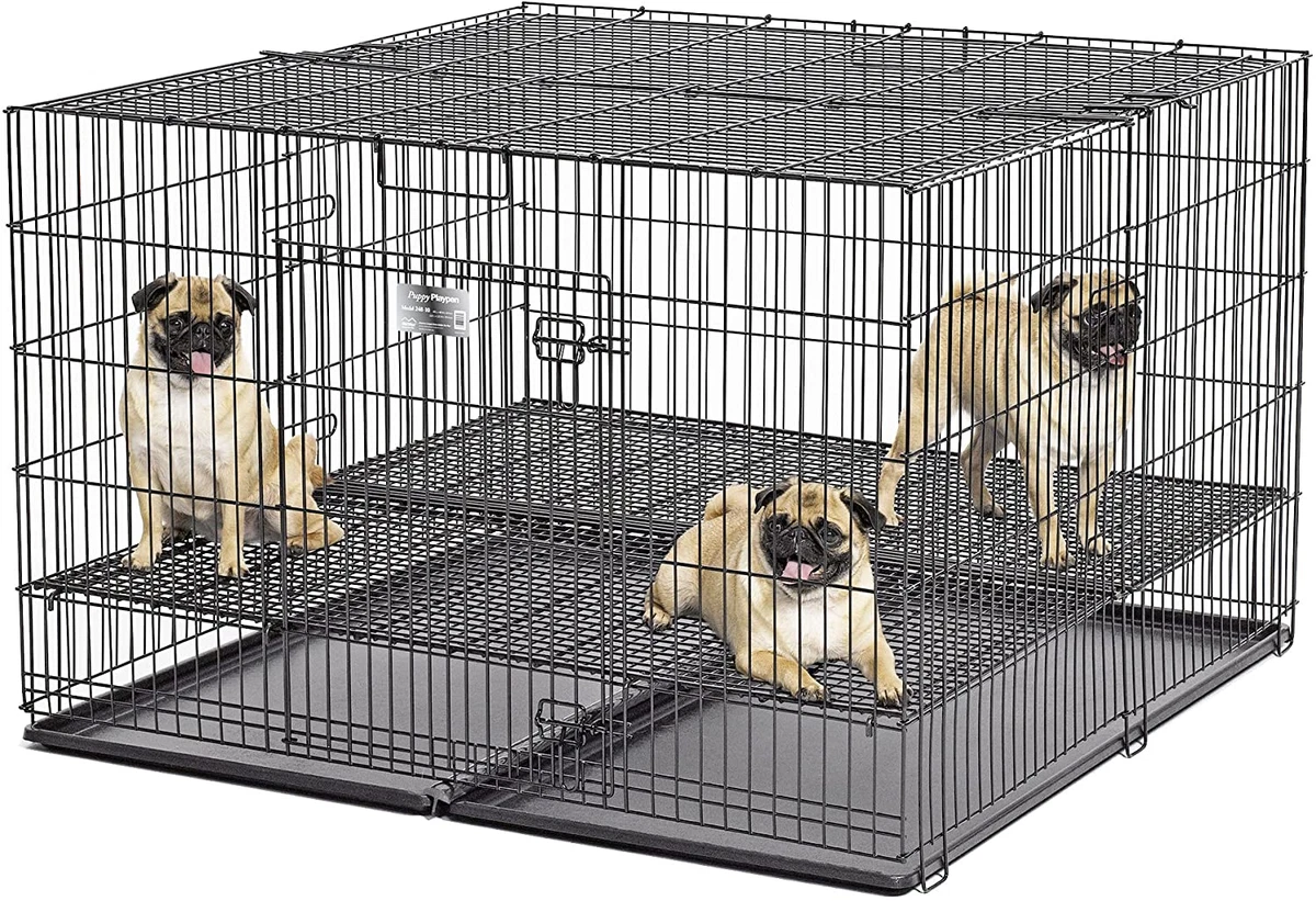 Midwest Homes Puppy Playpen Crate -248-10 Grid u0026 Pan Included,Large1 Floor  Grid | eBay