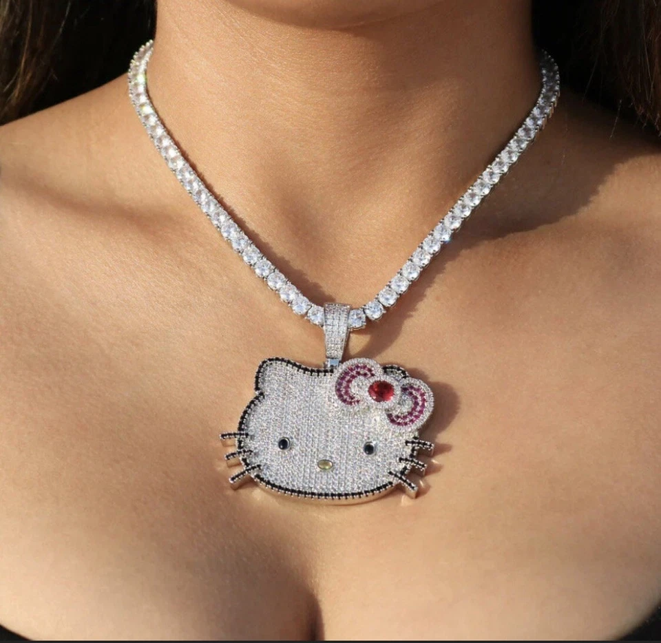 Cadena de tenis Hello Kitty, collar Hello Kitty plateado Foto 2 de 4