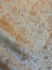 Gold Floral Paisley - Faux Silk Brocade Jacquard Fabric