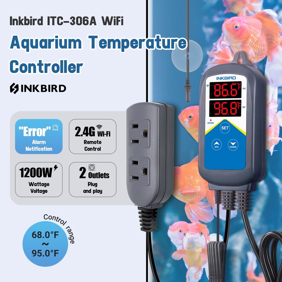 Aquarium Heater Inkbird ITC-306T Pre-wired Electronic Thermostat