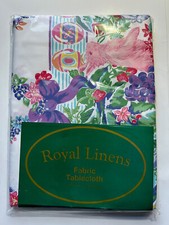 Sealed Easter Royal Linens Fabric Tablecloth 60  X 84  Oblong Flora Bunny