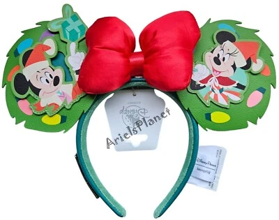 Disney Parks Mickey & Minnie Loungefly Glow-in-the-Dark Holiday Ear Headband