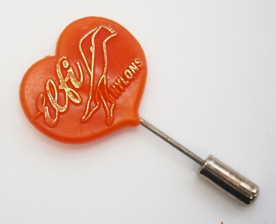 S573) Elfi Nylons Strümpfe orange Herz Stick Krawatte Anstecknadel Anstecker