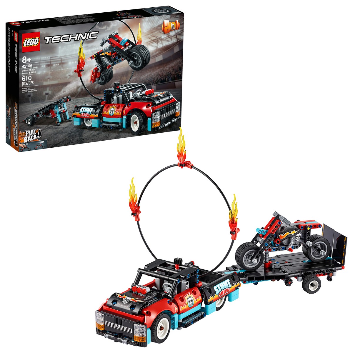New LEGO Technic 42106 Stunt Show Truck & Bike Building Set 610