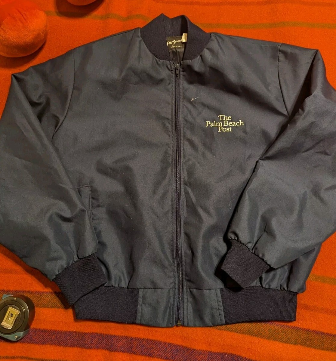 Vintage 80s Palm Beach Post Newspaper Employee Jacket XL Bomber 