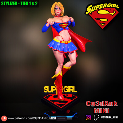 Supergirl, Stylized, DC Comics, sexy Pin-Up Statue, 3D Druck Figur, UNBEMALT