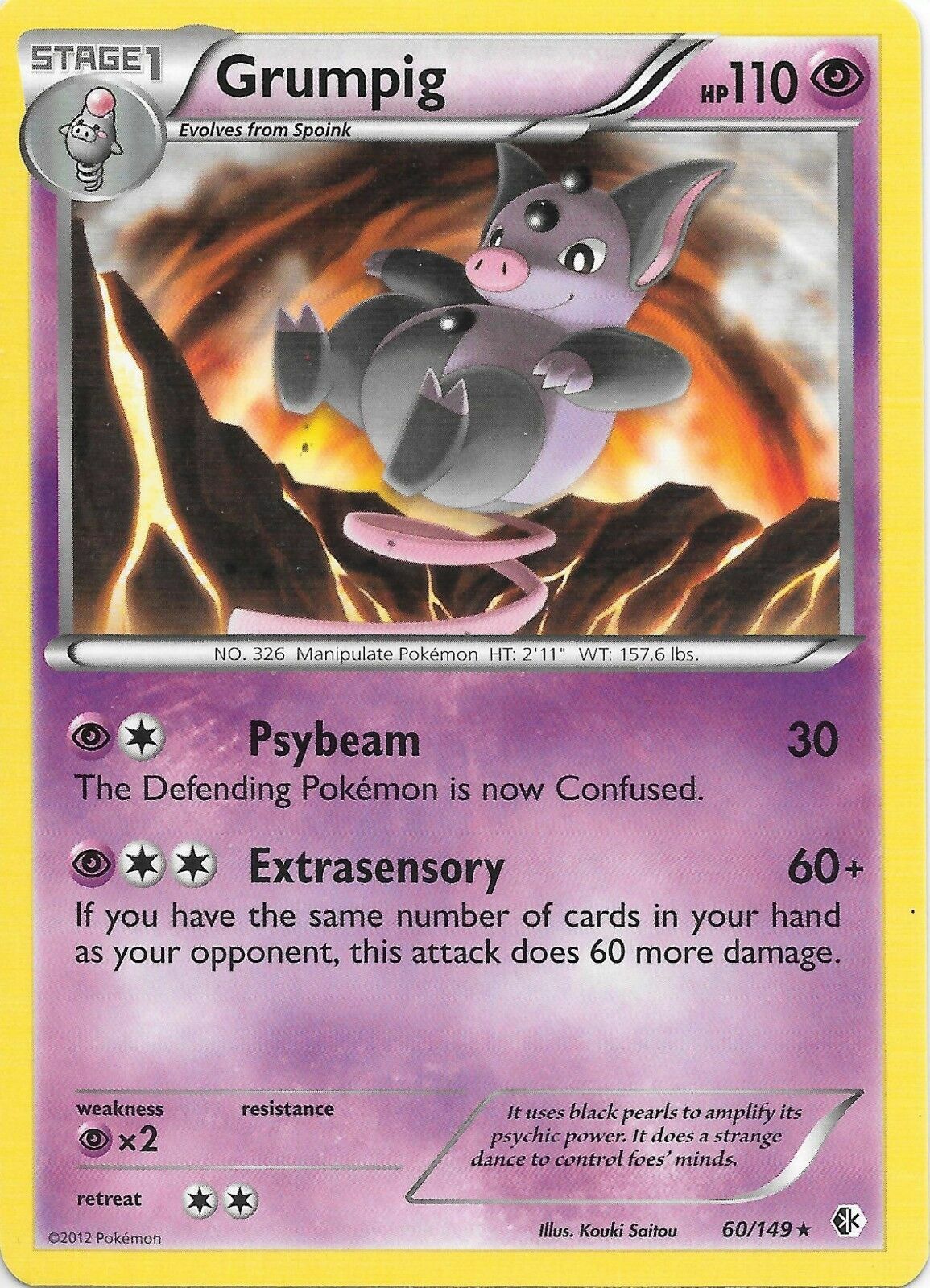 Grumpig 60/149 Boundaries Crossed Rare Near Mint Pokemon DNA GAMES