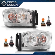 Fit For Dodge Ram 1500 2500 3500 w/ Chrome Bezel 2006-2009 Headlights LH & RH