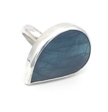 Sterling Silver Teardrop Shaped Bezel Set Labradorite Ring Handmade