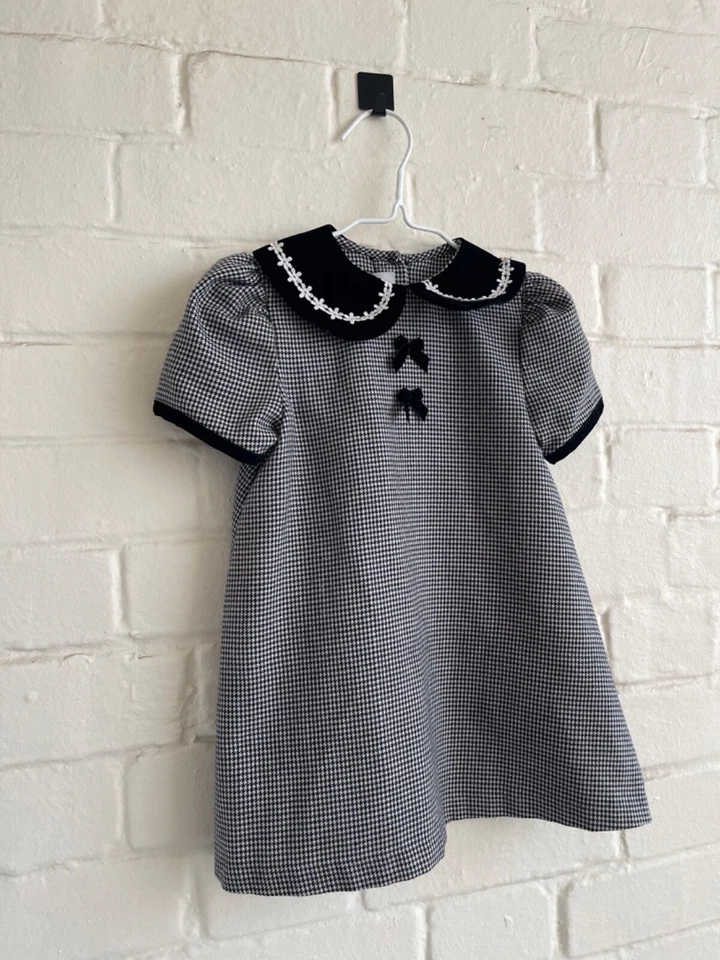Bonnie Baby Herringbone dress autumn winter christmas monochrome dress 18-24 m - Image 2 of 4