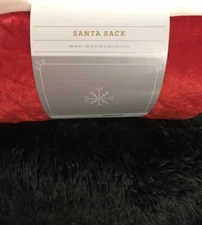 HUGE Santa Sack Gift Bag W/Drawstring Red Velvet W/Faux Fur  38” X 38” Christmas