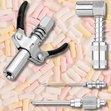 Grease Gun Accessory Kit 90 Degree Coupler Adapter Needle Tips Dispenser Steel