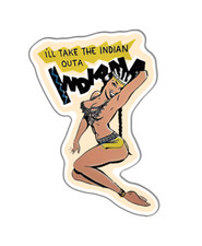 Indiana Pinup Girl Vintage Sticker Decal Indiana Pinup Girl Vintage Sticker Decal