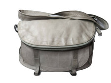 Sabina New York Gray Leather Shoulder Bag Crossbody Boho Slouchy Bag
