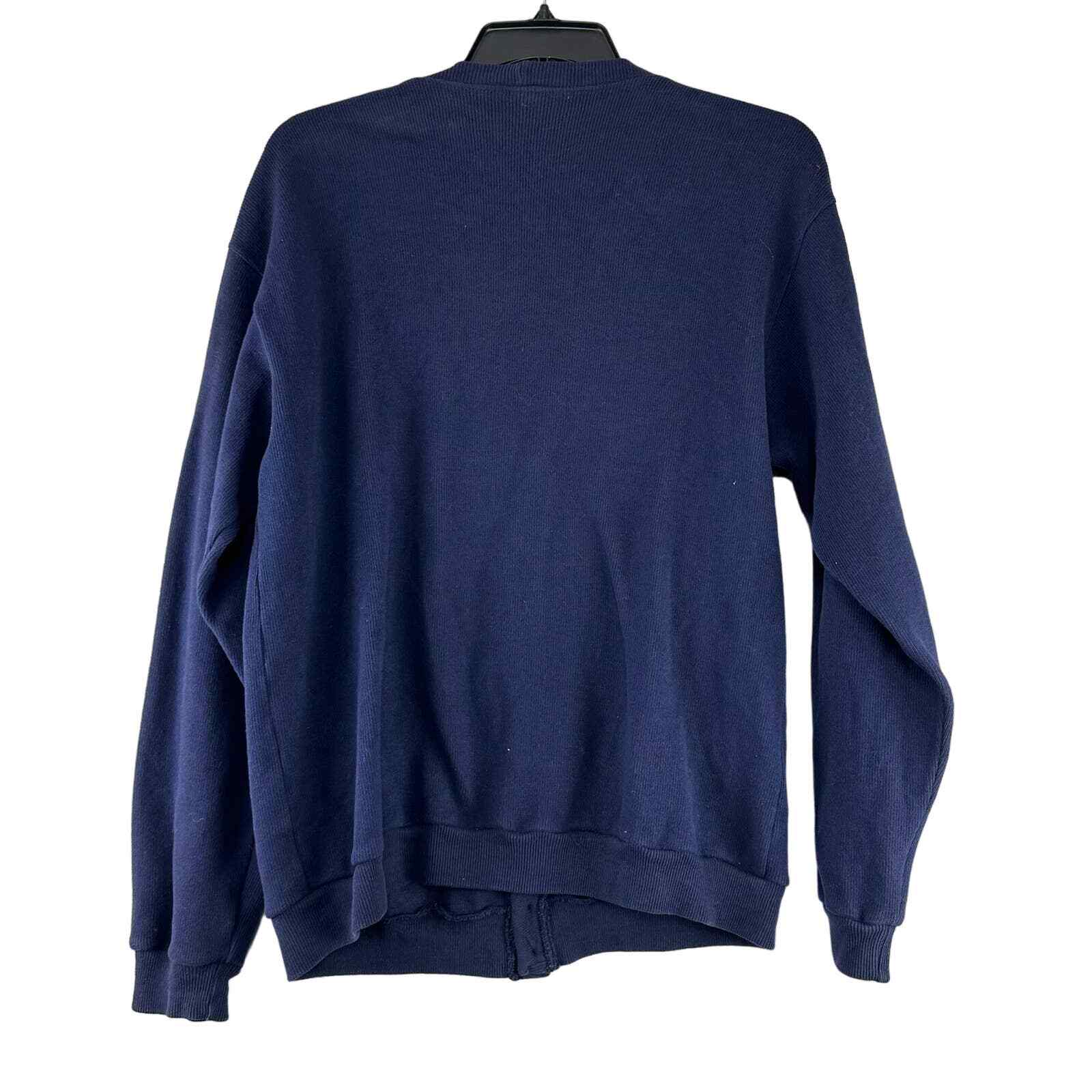 LL Bean Cardigan Mens Size M Navy Blue Button Cotton Long Sleeve