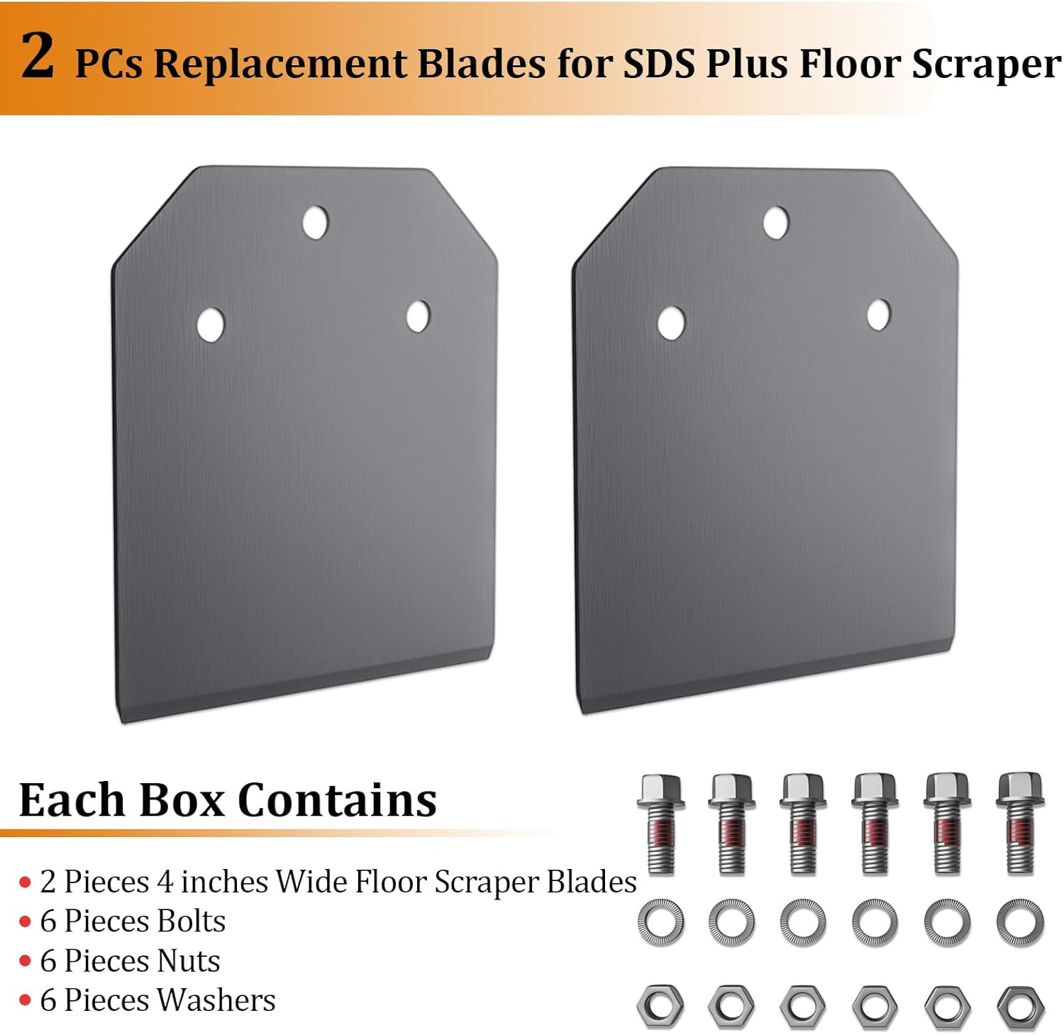 2 Pcs SDS plus Floor Scraper Replacement Blades, TOOVEM 4 Inch Wide Tile Thinset