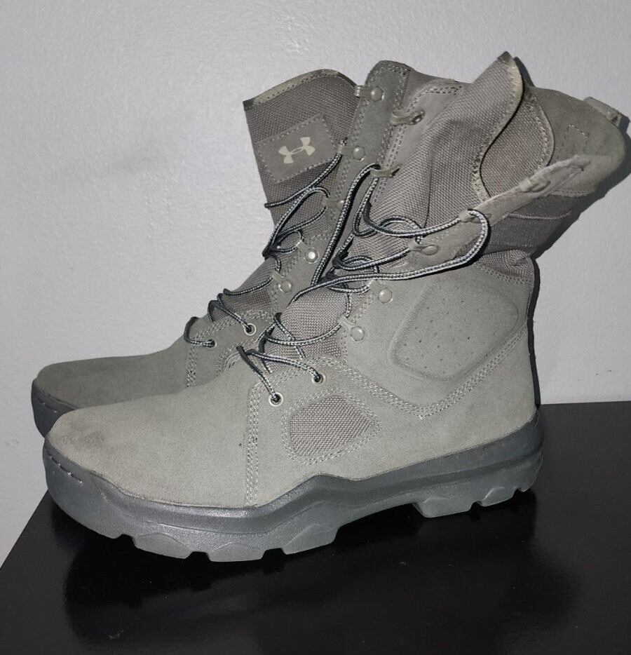 Under Armour Mens Tactical Boots Suede Sage Green Size 12.5 Military Style  