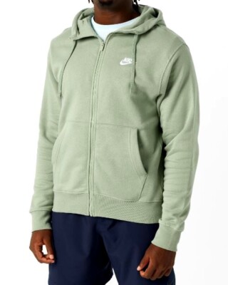 NEW* Men NIKE CLUB FLEECE FULL-ZIP HOODIE JADE/WHITE (BV2645 371