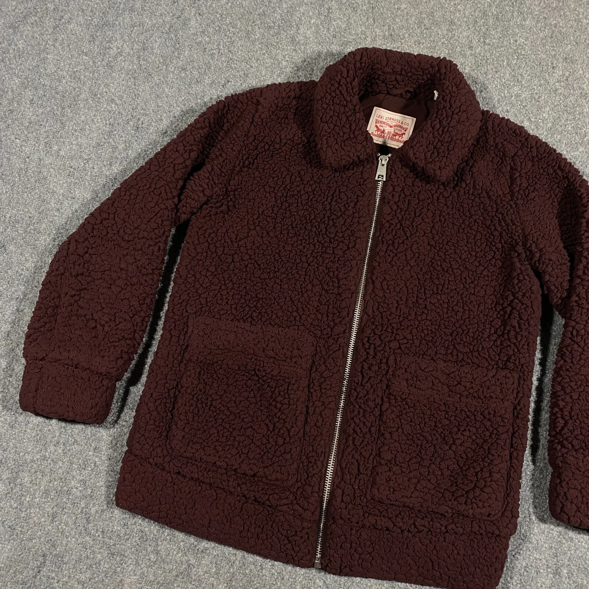 Burgundy teddy bear jacket hot sale