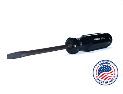 NEW Vintage Stanley 4'' Slotted Flathead Screwdriver - Black handle - 1/4'' Tip